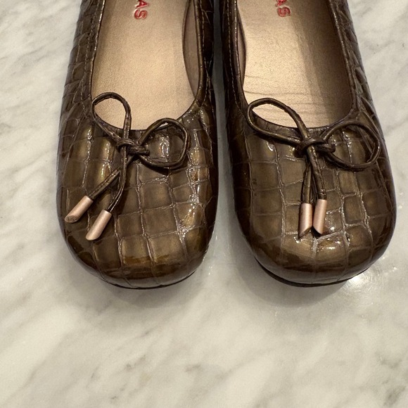 Sabrinas Brown Croc Embossed Ballet Flats Bow Detail‎ Comfort Shoes EU 40 Spain - Picture 3 of 10